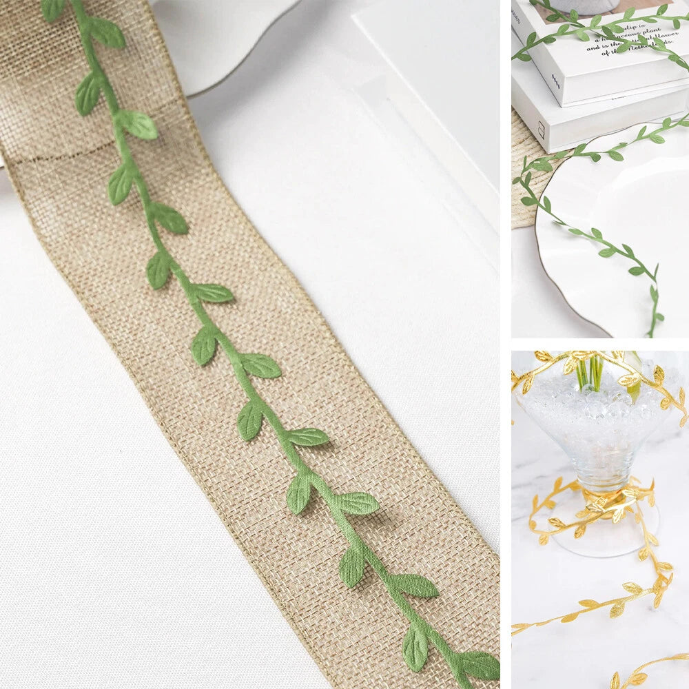 Home Collection 67FT Artificial Leaf Ribbon Trim Satin Vine Craft Leaves