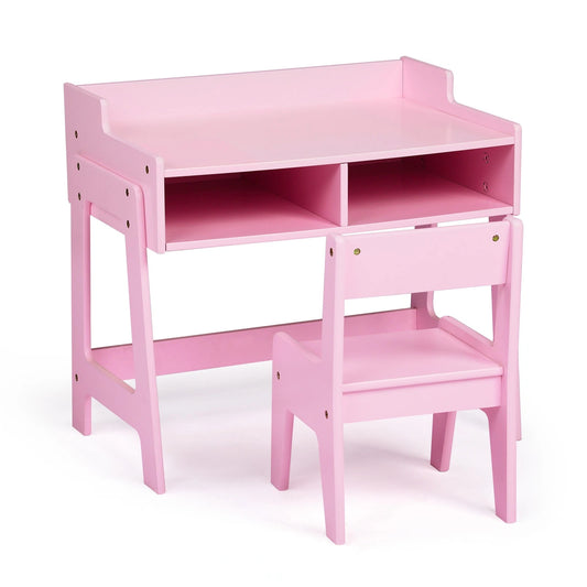 Wooden Kids Desk & Chair Set – Pink