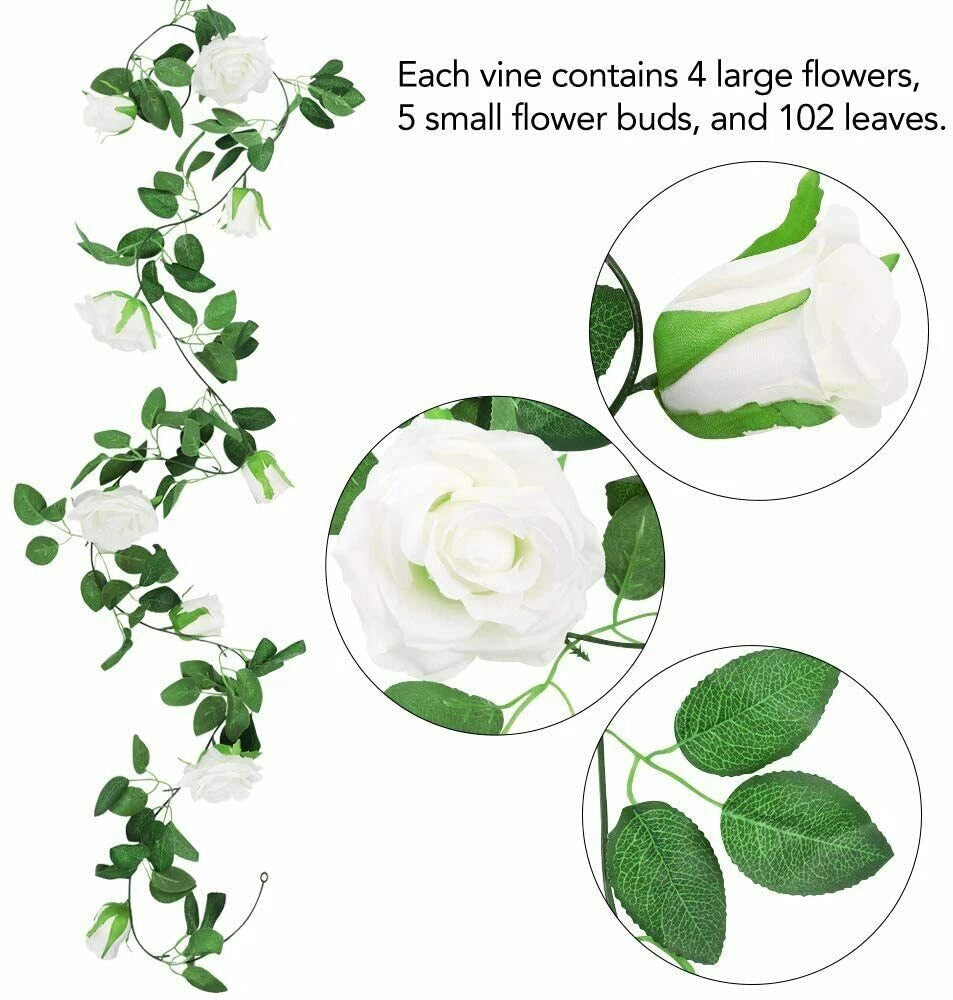 Home Collection Artificial Rose Vine Garland 7.5 Ft Hanging Silk Rose Ivy