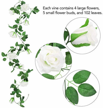 Home Collection Artificial Rose Vine Garland 7.5 Ft Hanging Silk Rose Ivy