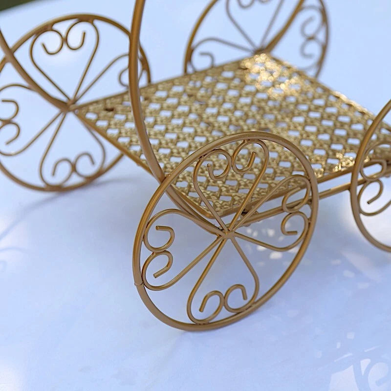 Home Collection 14" Gold Cinderella Carriage 2-Tier Cupcake Stand