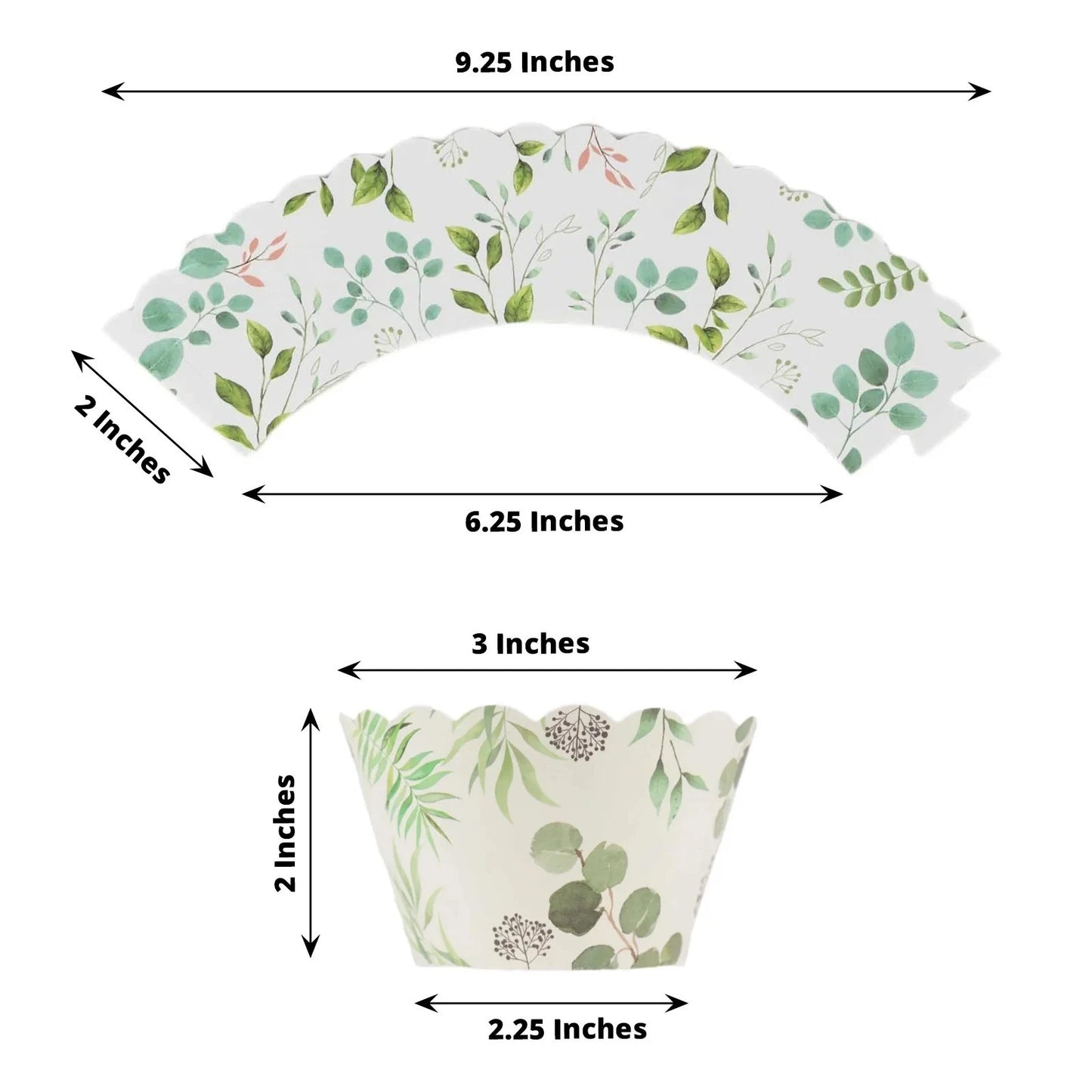 Home Collection 25 White & Green Eucalyptus Leaves Print Cupcake Liners