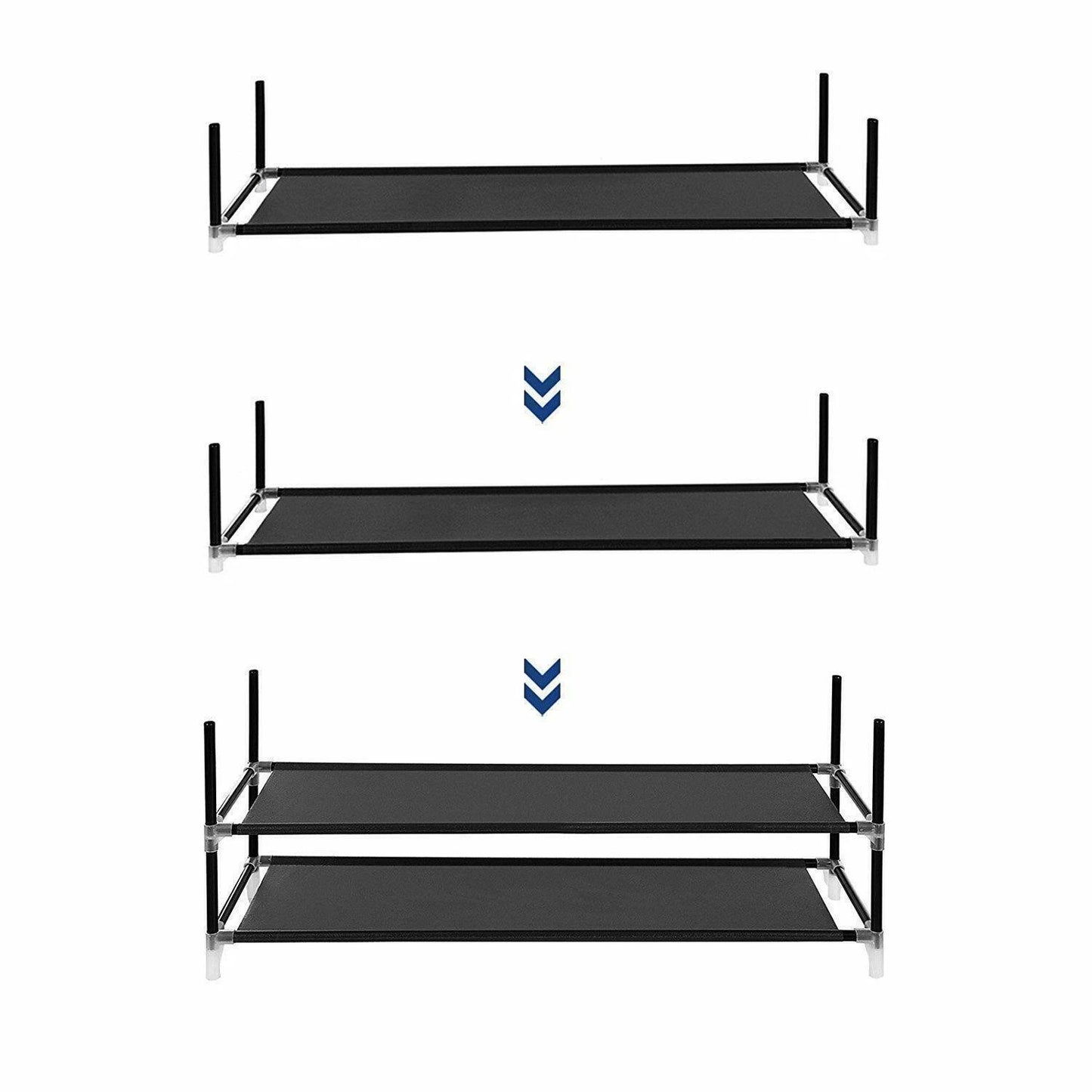 Home Collection 10 Tier Shoe Rack Organizer 50 Pair Storage Space Saving Shelves Black