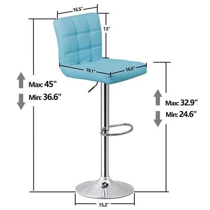 Set of 2 Adjustable Swivel Bar Stools with Armrests