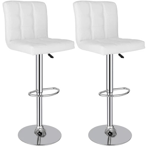 Set of 2 Adjustable Swivel Bar Stools with Footrest
