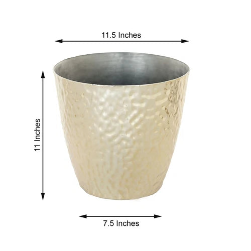 3 pcs 11" Metallic Hammered Plastic Flower Pots