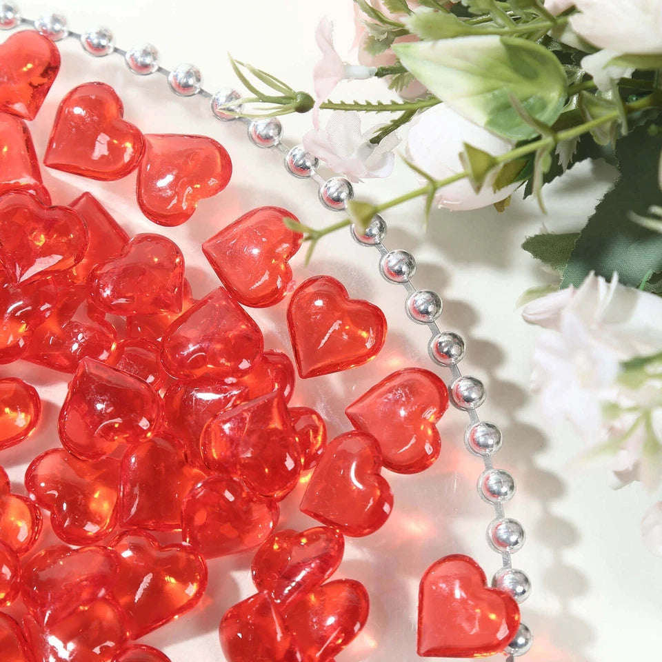 Home Collection 250 Red Acrylic Heart Diamond Gems Vase Fillers