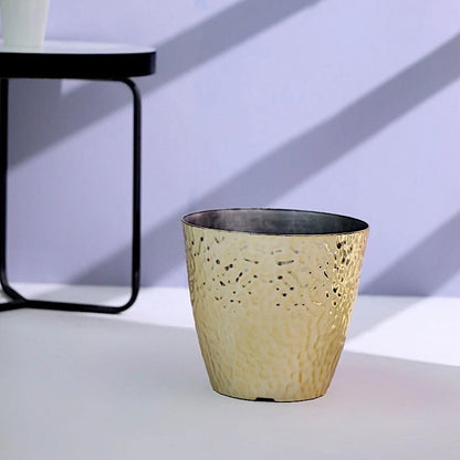 Home Collection 3 pcs 11" Metallic Hammered Plastic Flower Pots