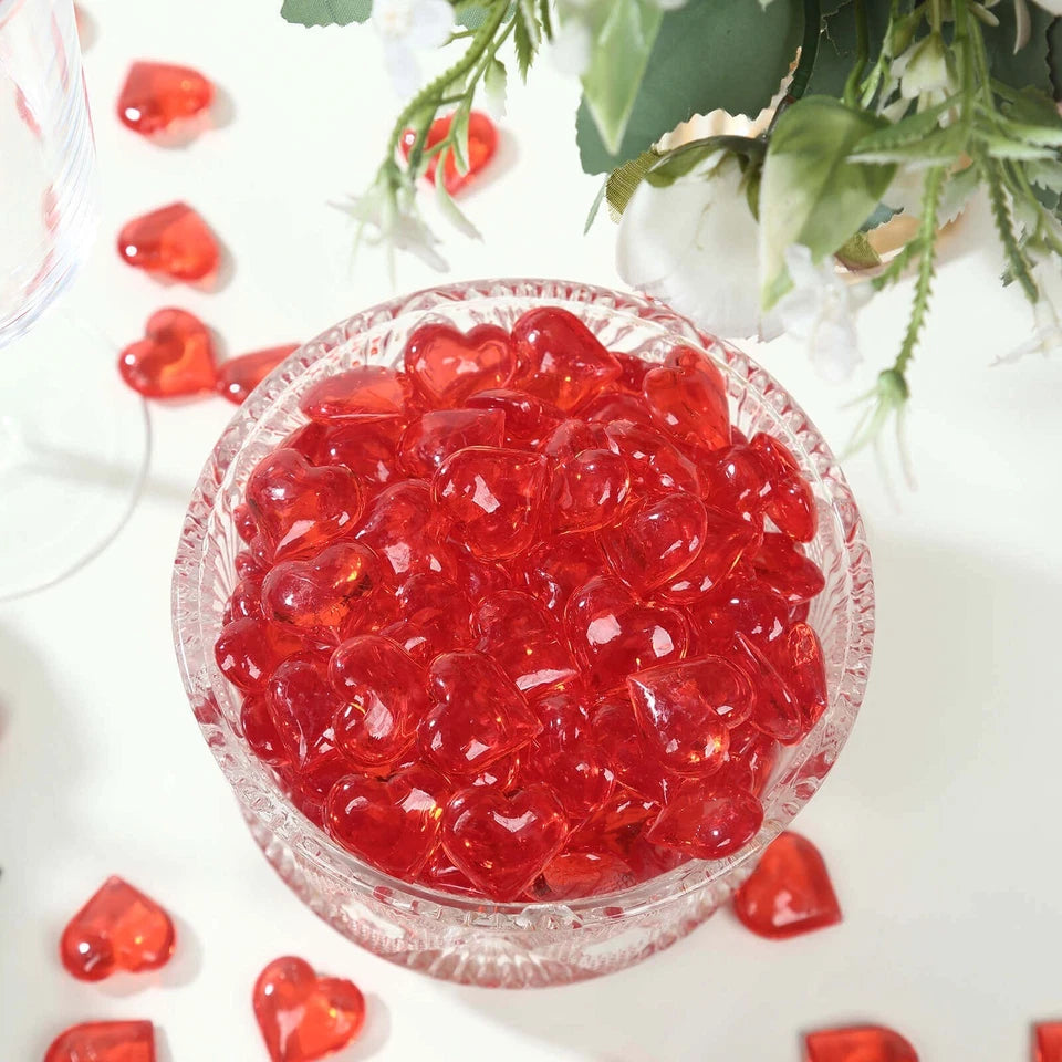 Home Collection 250 Red Acrylic Heart Diamond Gems Vase Fillers