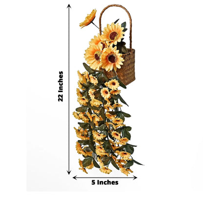 Home Collection 22" Silk Sunflowers Artificial Hanging Vine Bush