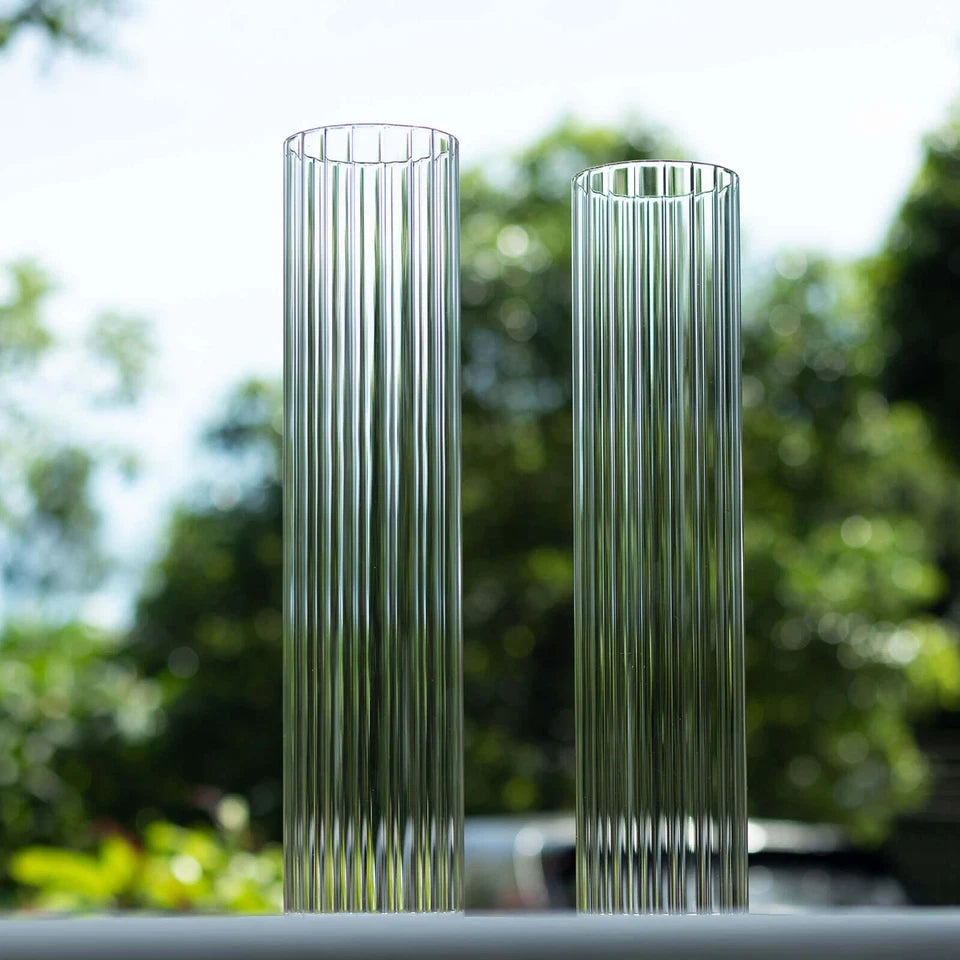 2-Pack Clear Ribbed Glass Candle Shades – Pillar & Candelabra