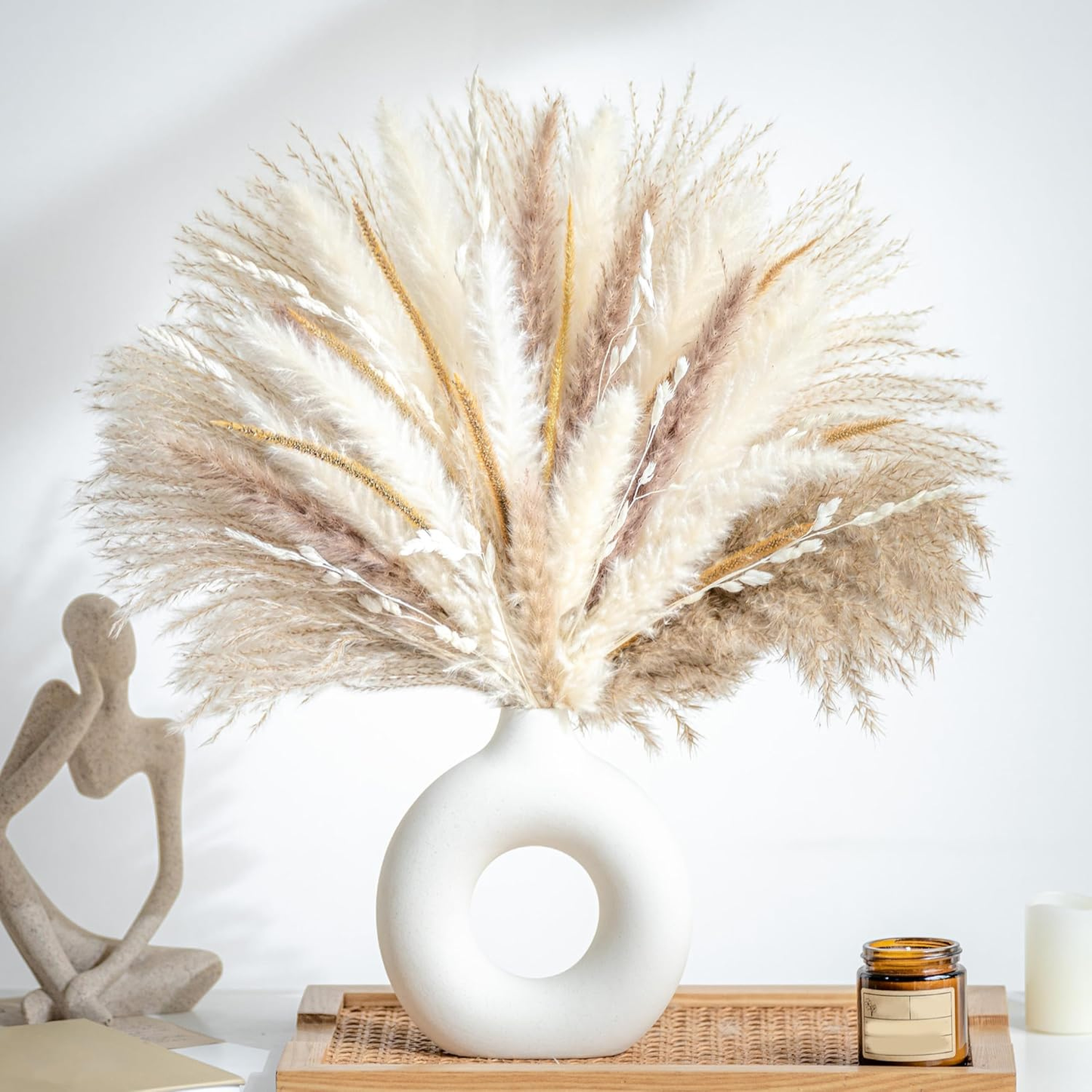 Home Collection 70PCS Natural Dried Pampas Grass Boho Home Decor Bouquet