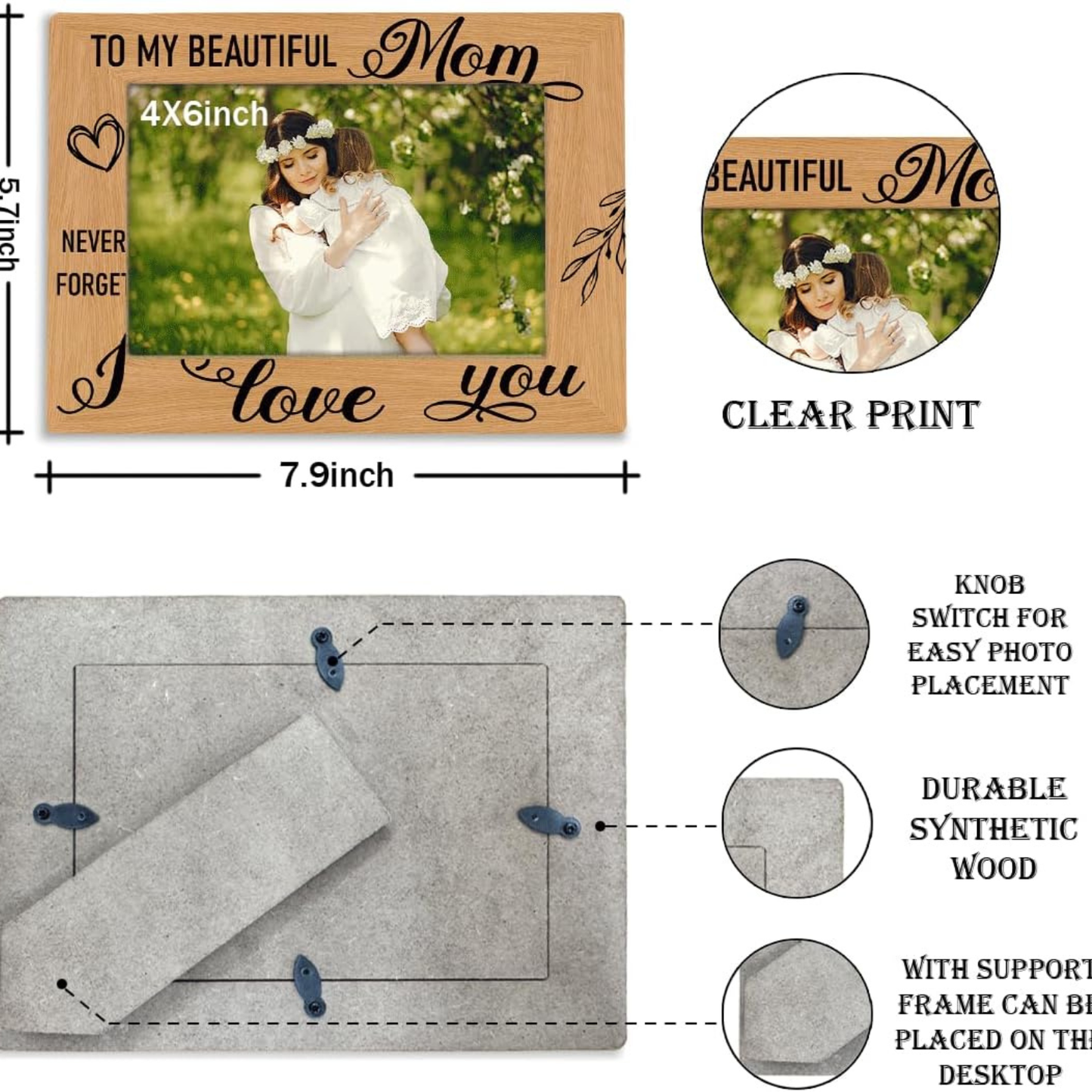 Home Collection 10 Colors Rustic Wooden Picture Frame 7.9 x 5.7 Inches