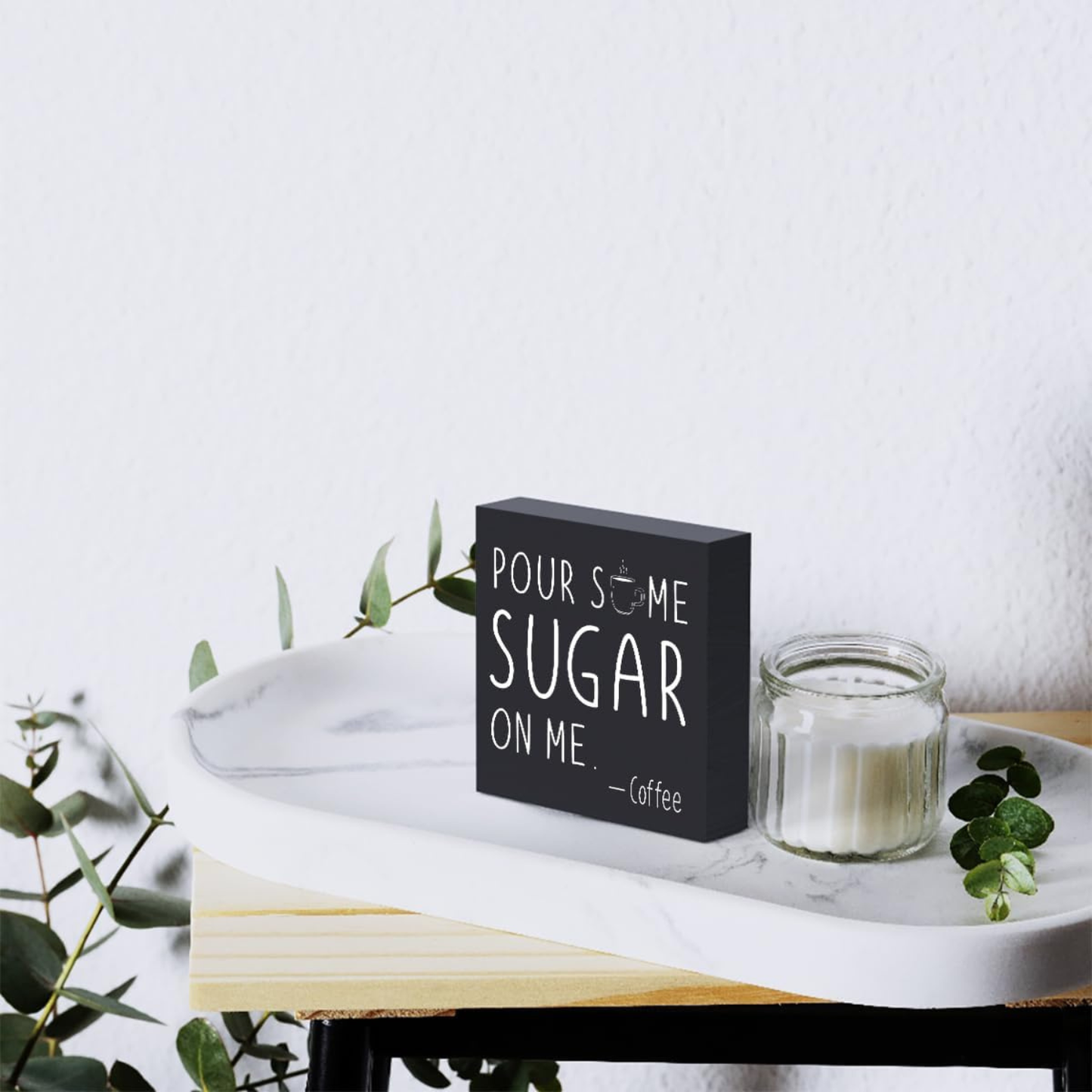 Home Collection Rustic Black Wooden Coffee Sign