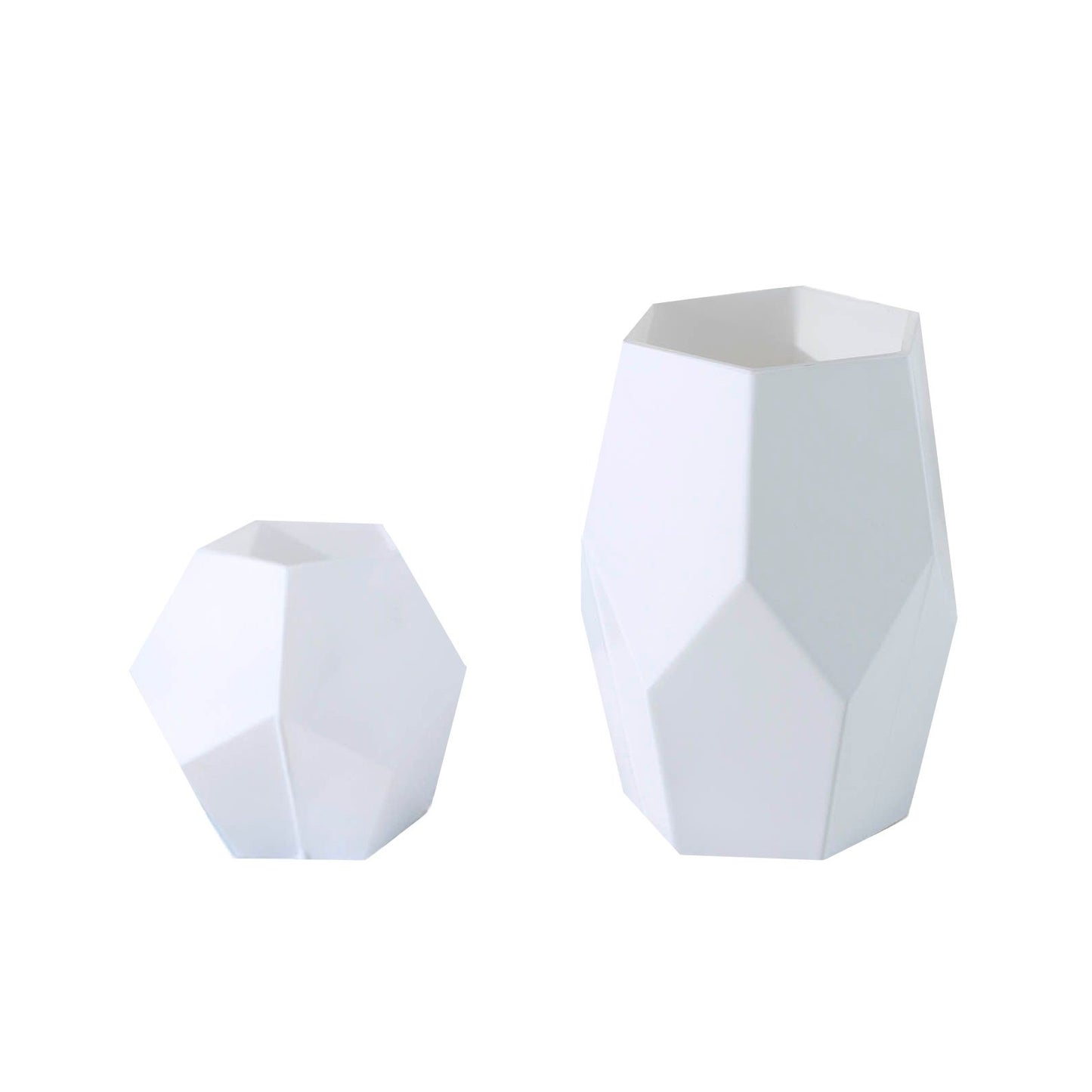 Home Collection 2-Piece White Glass Geometric Vase & Candle Holder Set
