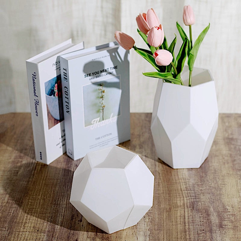 2-Piece Geometric Glass Flower Vases & Candle Holders