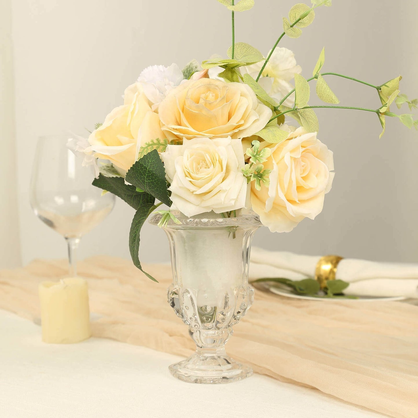 Home Collection 2-Pack Classic Roman Urn Style Glass Flower Vases 6.5"