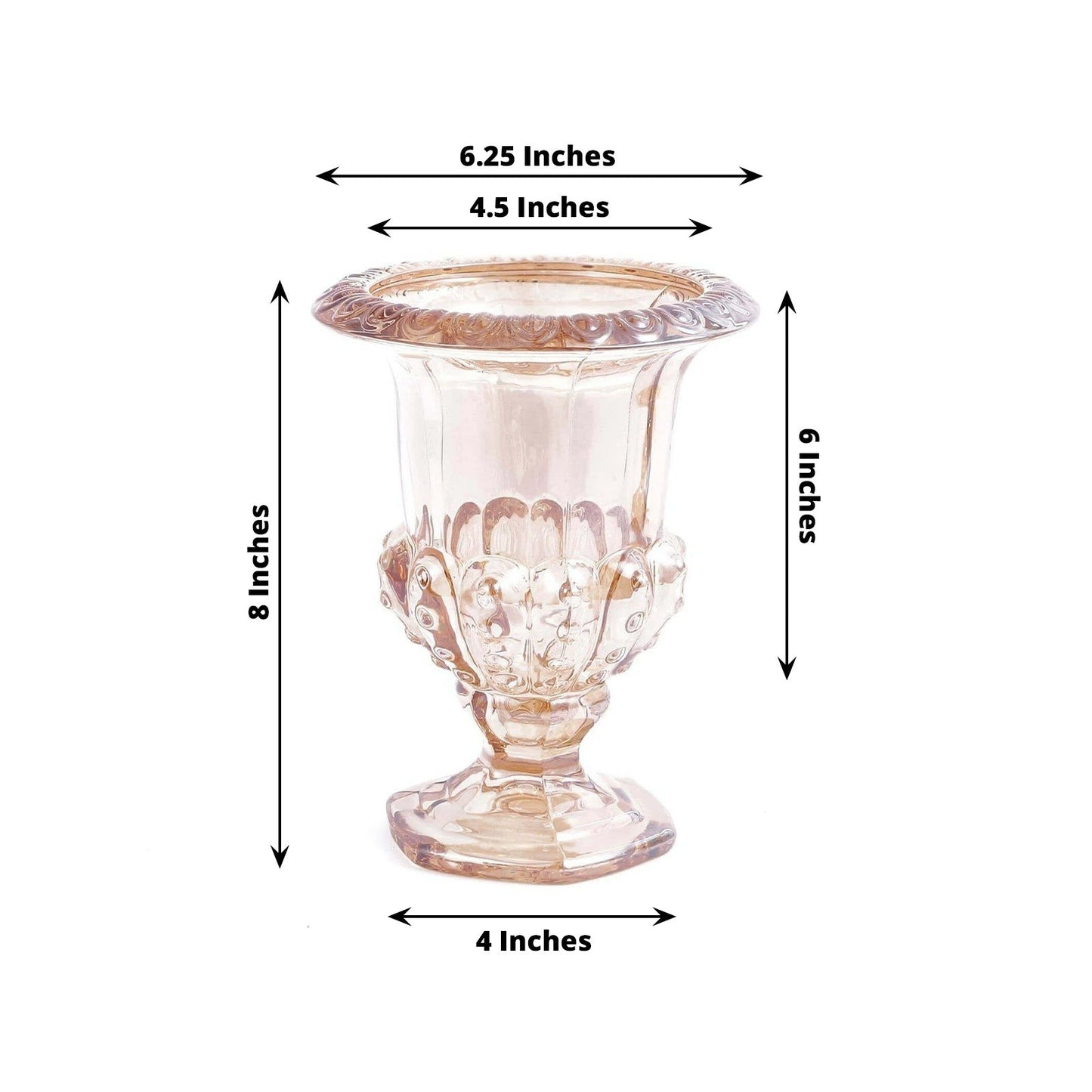 Home Collection 2-Pc 8" Classic Roman Urn-Style Glass Flower Vases