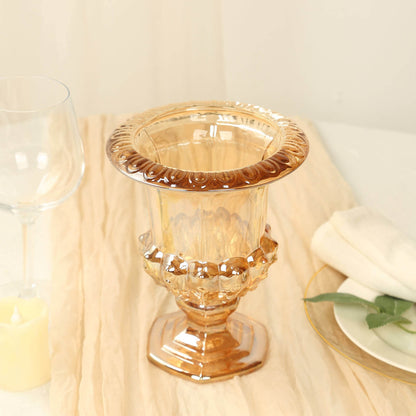 2-Piece 8" Classic Roman Urn-Style Glass Flower Vases