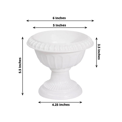 4 White Roman Style 6" Plastic Vase Flower Pots