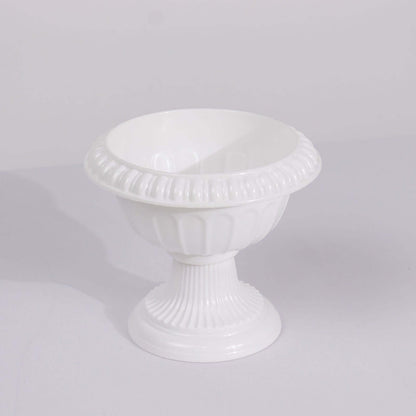 4 White Roman Style 6" Plastic Vase Flower Pots